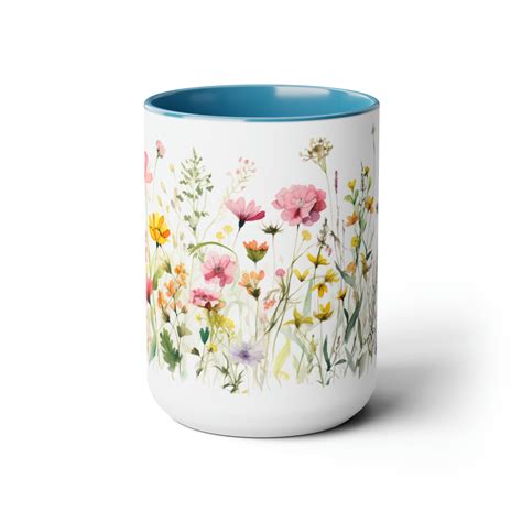 Watercolor Painting Flowers Mug Flower Art Decor Wildflowers Print ...