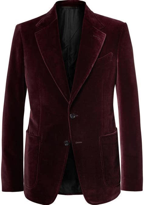 Tom Ford Burgundy Shelton Slim Fit Velvet Tuxedo Jacket Mr