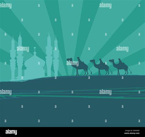 Illustration Of Traditional Christian Christmas Nativity Scene With The Three Wise Men Stock