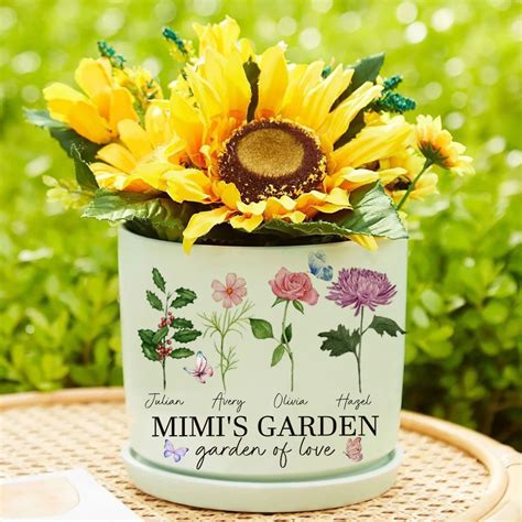 Custom Birth Flower Pot For Mamas Garden Special Mothers Day T