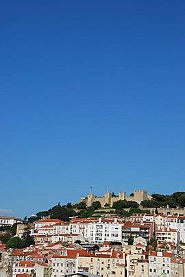 Lisbon Cityscape With Sao Jorge Castle Window Alfama Monumental Photo