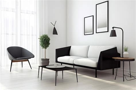 Premium AI Image | Minimalist living room with sleek furniture and minimalistic decor