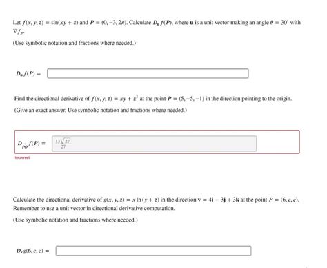 Solved Let F X Y Z Sin Xy Z And P Chegg