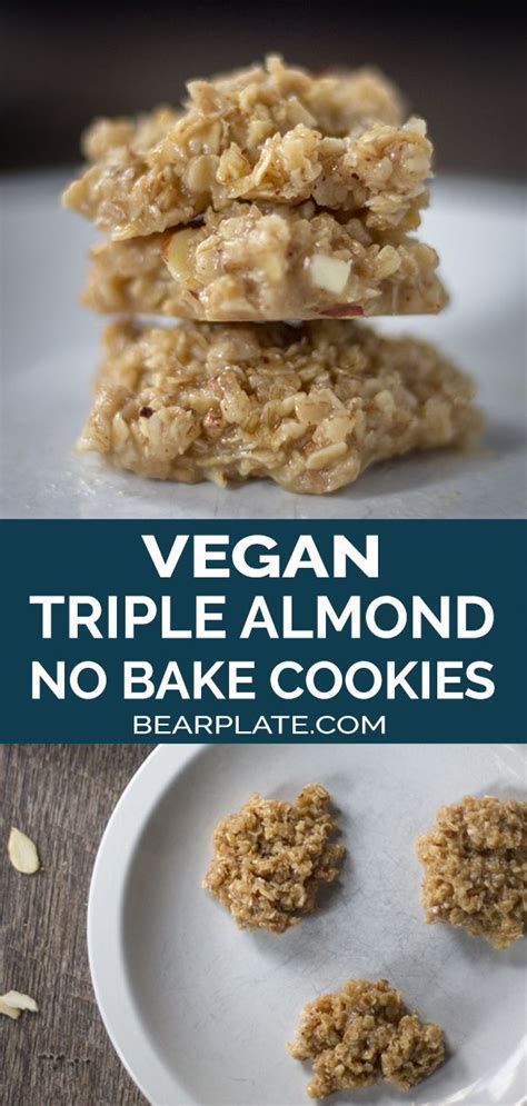 Vegan No Bake Triple Almond Cookies Recipe Almond Meal Cookies