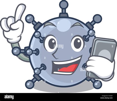 With Phone Mine Underwater Isolated With The Mascot Vector Illustration