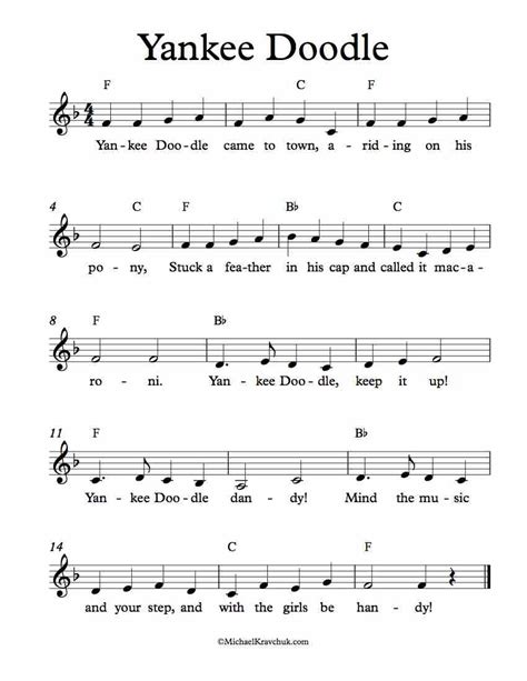 Free Lead Sheet Yankee Doodle Michael Kravchuk