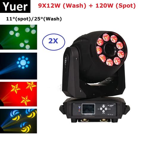 2XLot Spot Lyre 120W Gobo LED Moving Head Lights 9X12W RGBWA UV 6IN1