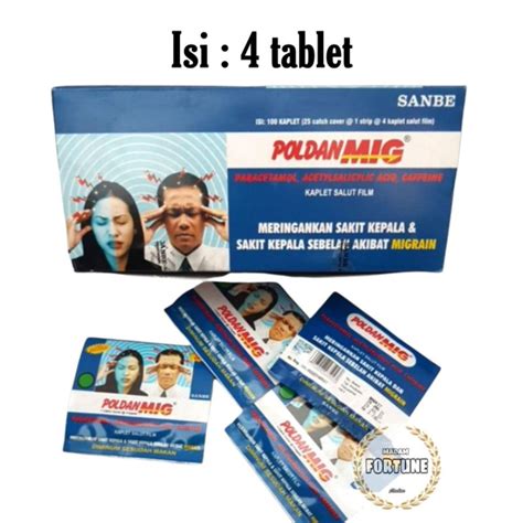 Jual Poldan Mig Poldanmig Obat Sakit Kepala Migrain Isi 4 Tablet Ob