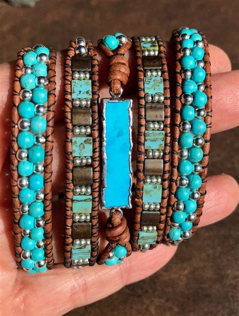 Boho Leather Wrap Bracelet Raspberry Turquoise Sterling Silver