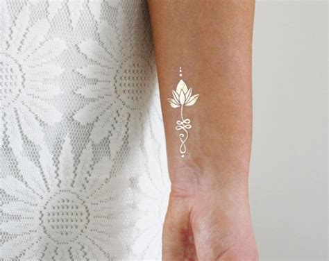 Unalome Lotus Temporary Tattoo Set Of Two Bohemian Temporary Etsy