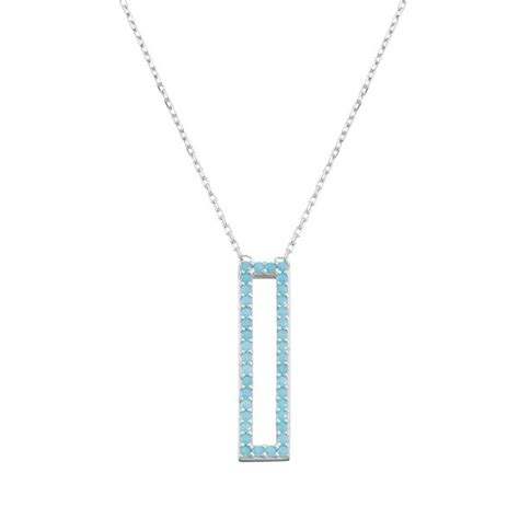 Shop La Preciosa Sterling Silver Turquoise Cubic Zirconia Vertical Open