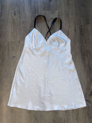 Victorias Secret Womens Baby Blue Satin Slip Dress Lingerie Size L