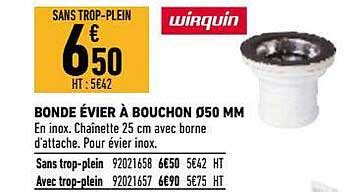 Promo Bonde Vier Bouchon Mm Wirquin Chez Brico Cash Icatalogue Fr