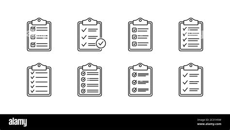 Satz Zwischenablage Mit Checklisten Symbolen Symbol Für Website Und