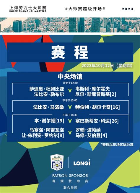 上海网球大师赛2023赛程表官方最新） 上海本地宝