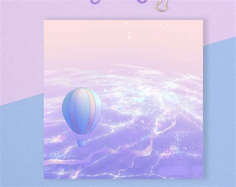 Aesthetic Hot Air Balloon Over City Sticky Memo Notepad Cute Kawaii Journaling Scrapbook
