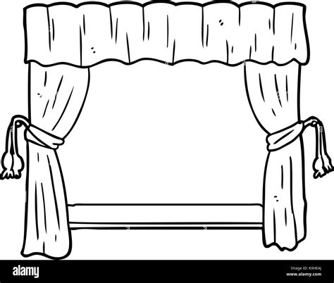 Line Drawing Of A Curtains Opening Onto Stage Stock Vector Image Art