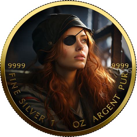 Unze Silber Anne Bonny Auflage Coloriert Teilvergoldet