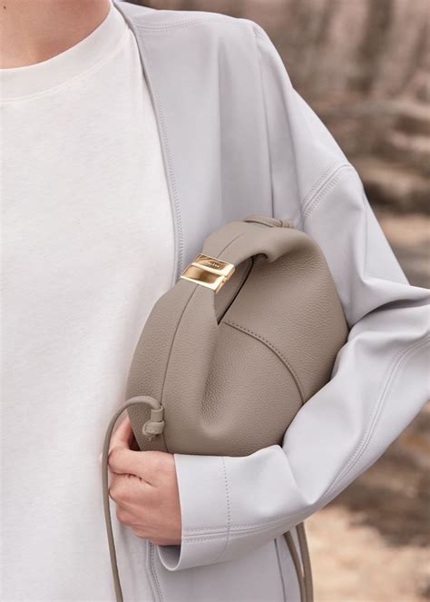 Béri Taupe textured leather Polène Taupe bag Bags Leather bag women