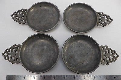 vintage pewter bowl plate stede porringer single handle dish pilgrim