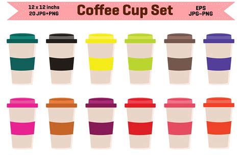 coffee cup set clipart graphic  actual pixel creative fabrica