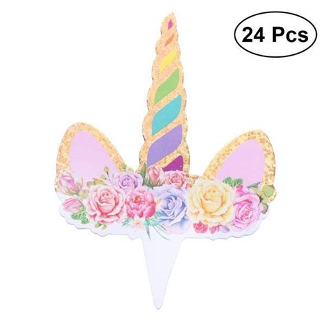 PickEgg 24pcs Cute Unicorn Cake Toppers Cupcake Decoration Cake Picks