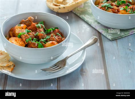 Aloo Gosht With Naan Bread Lamb And Potato Curry Cuisine Popular In