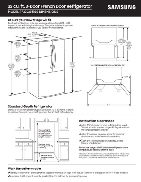 Samsung 31.5 Cu. Ft. French Door Refrigerator Dimensions | Installation ...