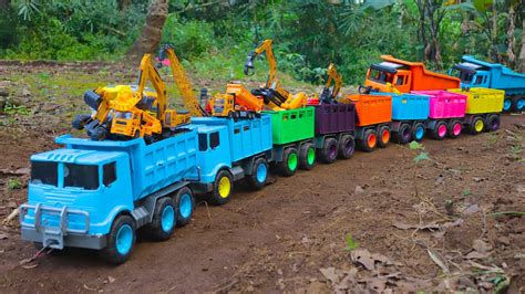 Mobil Truk Tronton Panjang Penuh Mobil Mobilan Excavator Mobil Balap