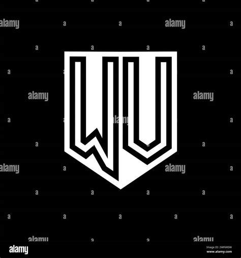 WV Letter Logo Monogram Shield Geometric Line Inside Shield Style