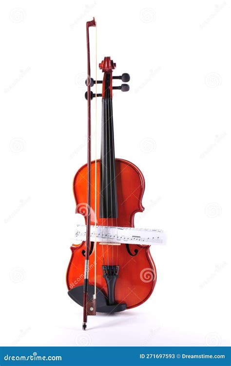 Violino E Arco Violino Fechar Em Fundo Branco Imagem De Stock Imagem