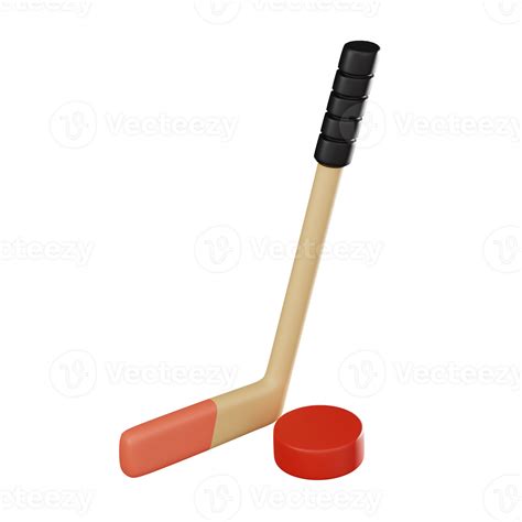 Essential Hockey Equipment of Stick and Puck. 3D Render 46553534 PNG