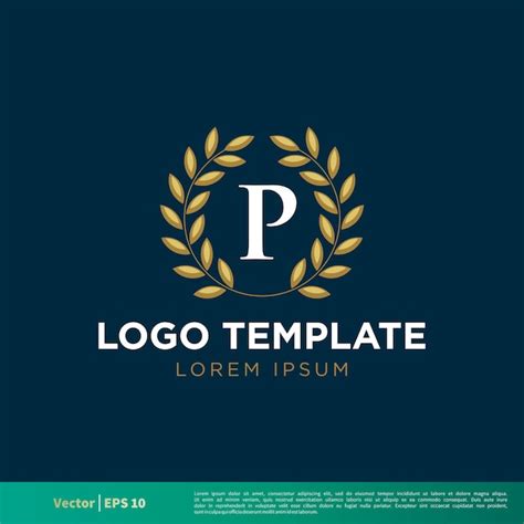 Premium Vector P Letter Wreath Laurel Border Icon Vector Logo