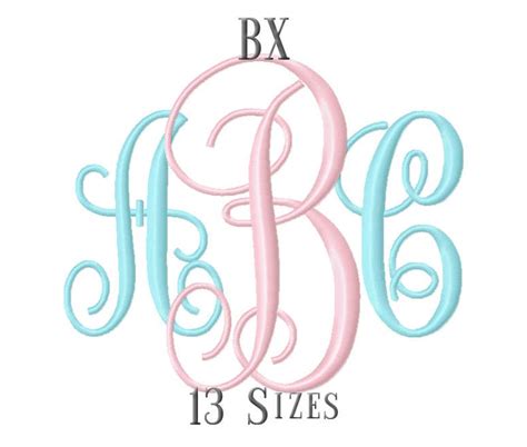 13 SIZE BX Fonts Interlocking Monogram Embroidery Fonts Etsy