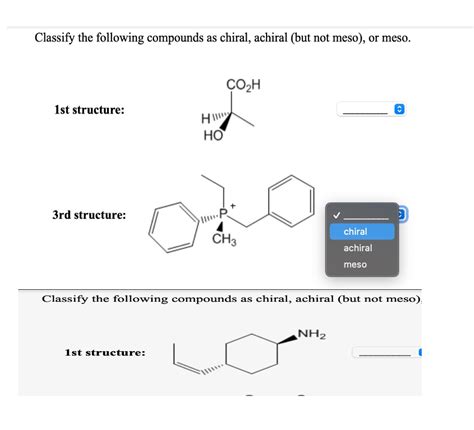 Solved Classify The Following Compounds As Chiral Achiral Chegg