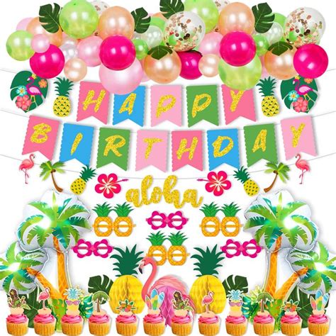 Hawaiian Party Decorations, Hawaiian Luau Party Supplies with Flamingo ...