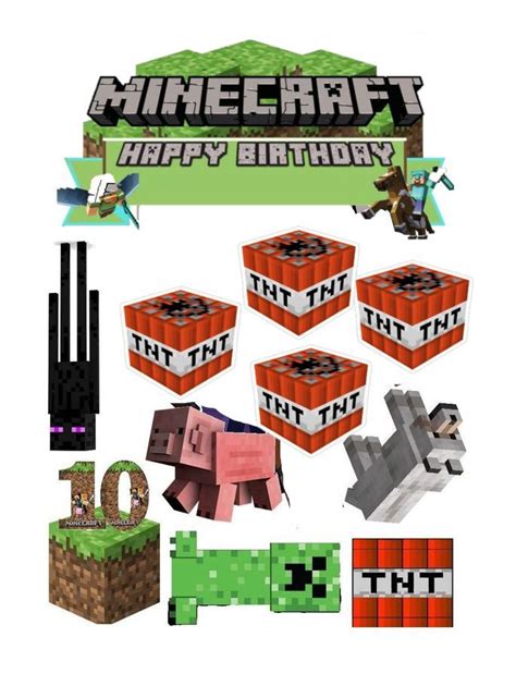 Minecraft Birthday Cake Topper Printable Birthday Cake Toppers