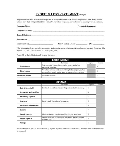 Profit & Loss Statement Template - 13+ Free PDF, Excel Documents Download | Free & Premium Templates