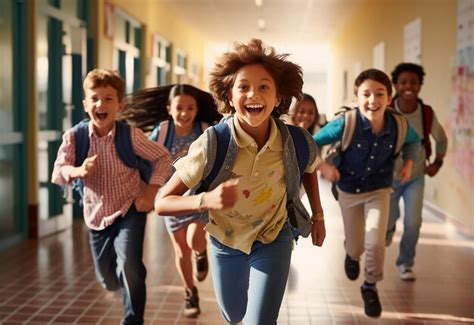 Premium Photo | Photo portrait of children running at the school