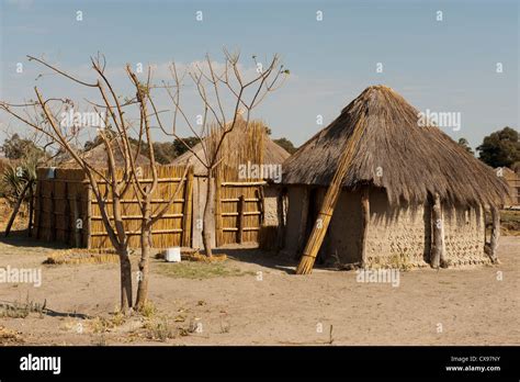 African Village With Thatched Rondavel Huts In The Okovonga Delta