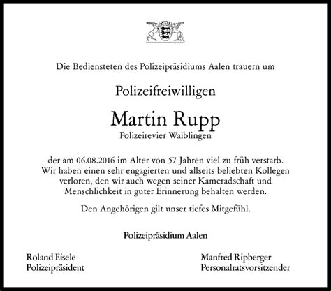 Traueranzeigen Von Martin Rupp Zvw Trauer