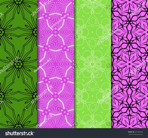 Set Seamless Texture Floral Ornament Vector Stock Vector Royalty Free