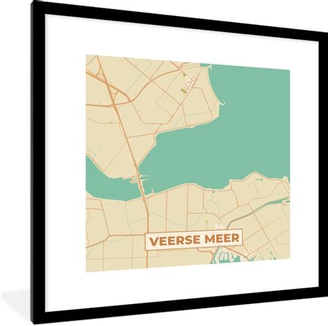 Fotolijst Incl Poster Vintage Plattegrond Veerse Meer Kaart