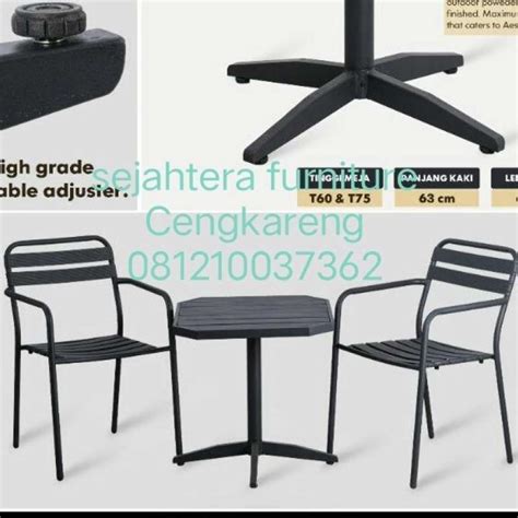 Promo Meja Kursi Set Taman Outdoor Aluminium Meja Teras Cafe Kursi