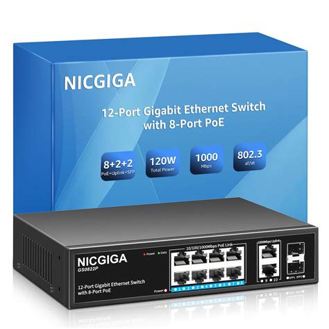 8 Port Gigabit PoE Switch Unmanaged with 8 Port IEEE802.3af/at PoE+@12 ...