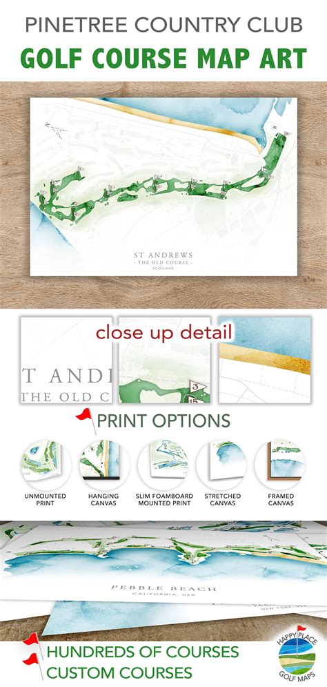 St Andrews Golf Course Map, Scotland Golf Club Layout Print or Canvas ...