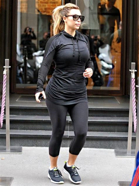 Kim Kardashian Shows Cleavage Curves In Denim Outfit Workout Clothes