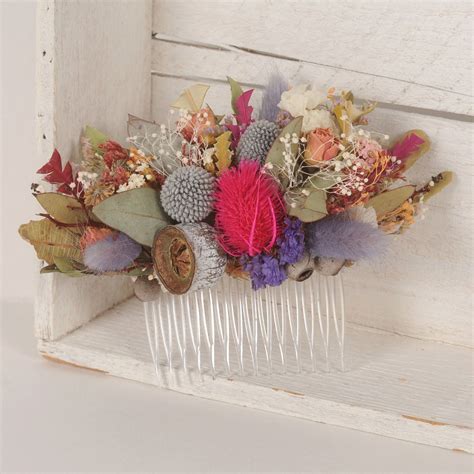 Dried Flower Comb Floral Hair Piece Rustic Wedding Hair Comb For