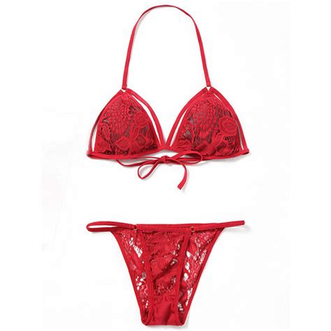 Jual Bra Sexy Lingerie Bra Gstring Set Bikini Renda Transparan B053