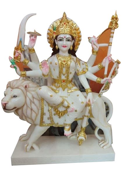 Painted Hindu White Makrana Marble Durga Maa Statue At Rs 65000 In Alwar